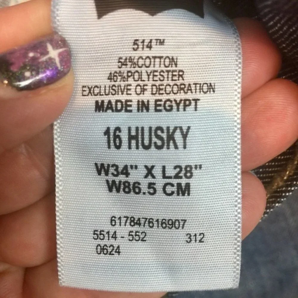 Levi’s 514 Slim Strait Men’s Jeans Husky Sz 34
